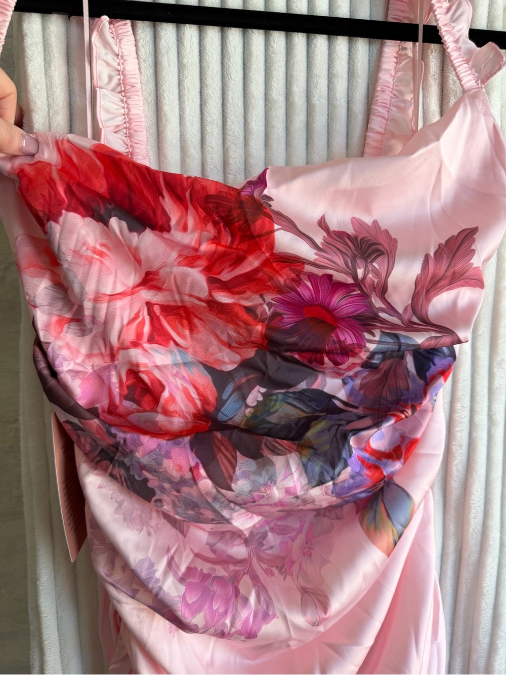 BHLDN Pink Floral Ruched Midi Dress - Picture 2 of 8